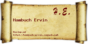 Hambuch Ervin névjegykártya